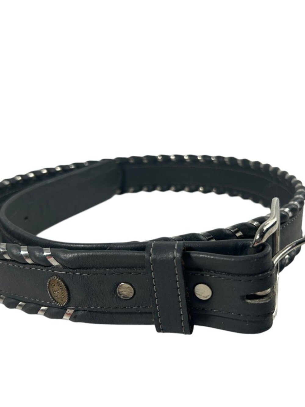Vintage Circle Y Silver Lace Gray Belt Size 36 Western Cowboy Rodeo USA